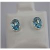 Image 1 : OVAL AQUA CZ STUD EARRINGS .925 STERLING SILVER