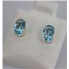 Image 2 : OVAL AQUA CZ STUD EARRINGS .925 STERLING SILVER