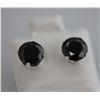 Image 1 : ROUND BLACK CZ STUD EARRINGS .925 STERLING SILVER