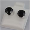 Image 2 : ROUND BLACK CZ STUD EARRINGS .925 STERLING SILVER