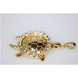 14K GOLD PLATED CZ TURTLE PENDANT