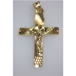 14K GOLD PLATED  JESUS CROSS  PENDANT