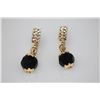 Image 1 : 14K GOLD PLATED CZ BLACK EARRING