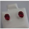 Image 2 : OVAL RUBY CZ STUD EARRINGS .925 STERLING SILVER