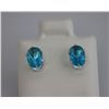 Image 1 : OVAL BLUE ZIRCON CZ STUD EARRINGS .925 STERLING SILVER