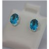 Image 2 : OVAL BLUE ZIRCON CZ STUD EARRINGS .925 STERLING SILVER