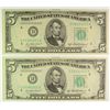 Image 1 : ( 2 ) 1950-B $5.00 FRN, GEM UNC CONSECUTIVE SERIAL NUMBERS