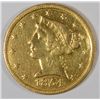 Image 1 : 1854 C $5 GOLD XF "WEAK C" WAS IN A PIECE OF JEWELRY AT ONE TIME