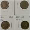 Image 1 : 4-1918 BUFFALO NICKELS "GRADING SET" (AG,GOOD,VG,FINE)