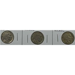 3-1927 BUFFALO NICKELS "GRADING SET" (VG,FINE,VF)