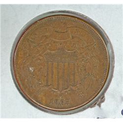 1865 TWO CENT PC XF+
