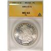 Image 1 : 1881-CC MORGAN SILVER DOLLAR, ANACS MS-63 PL