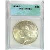 Image 1 : 1934-D PEACE SILVER DOLLAR, MS-61  NICE
