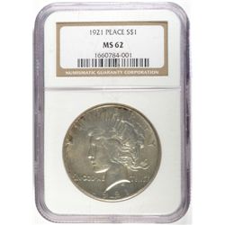 1921 PEACE DOLLAR NGC MS62