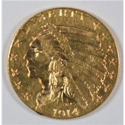 1914-D $2.50 GOLD INDIAN XF