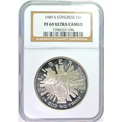 1989-S CONGRESS COMMEM DOLLAR NGC PF 69 UC