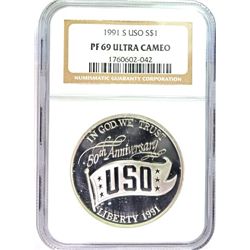 1991-S USO COMMEM DOLLAR NGC PF 69 UC