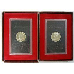 ( 2 ) 1973  SILVER PROOF EISENHOWER DOLLARS  IN BROWN BOXES