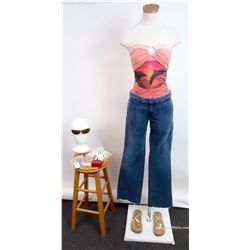 Into the Blue (Jessica Alba) Sam Hero Peach Tube Top Blue Jeans Outfit with Accessories