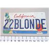 Image 1 : Legally Blonde Elle Woods (Reese Witherspoon) Screen Used "22BLONDE" Vanity License Plate