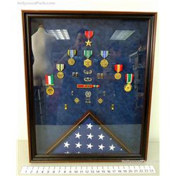 Lions for Lambs Screen Used Shadowboxed Military Pins and Medals with Triangular U.S. Flag