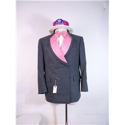 Legally Blonde 2 (Bob Newhart) Charcoal Grey Double Breasted Suit Jacket with Pink Lapel