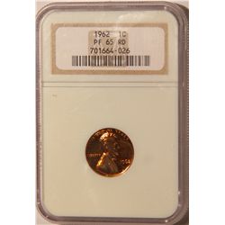 1962 Lincoln Cent NGC PF-65-RD