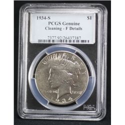 1934-S Peace Dollar PCGS F