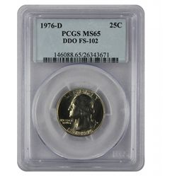 1976-D Washington Quarter MS65 PCGS DDO FS-102 Double Die Obverse Cherry Picker PCGS MS65