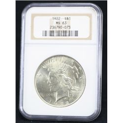 1922 Peace Dollar NGC MS63