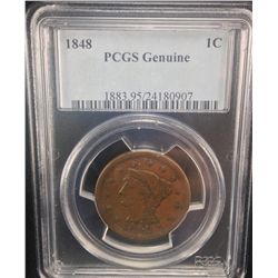 1848 Braided Hair Cent PCGS Genuine