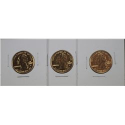 3 Gold Plated Quarters-ME,AL,KY