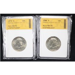 1979-S/1980-S Susan B Anthony Dollar SGS MS70