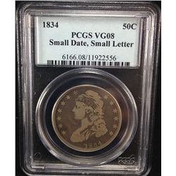 1834 Capped Bust Half Dollar PCGS VG08