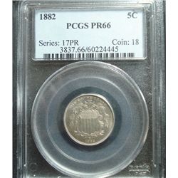 1882 PROOF Shield Nickel! Graded PR 66 - PCGS