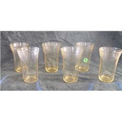 Yellow Depression Glasses (6) Florentine Pattern