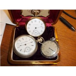 Vintage Pocket Watches  (3) & Vintage Benrus Case