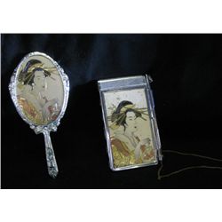 Asian miniature Mirror and Mirror/Tablet,