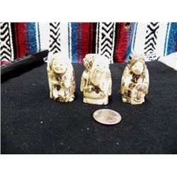 3-Carved Asian Figurines