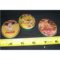 3 Each Miniature Coke Tins.
