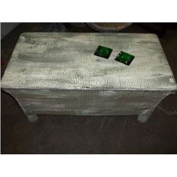 Very Old Wicker Patio Table W/2 Green Ashtrays