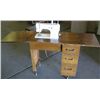 Image 1 : Elna Brand Sewing Machine and 3 Drawer Table,