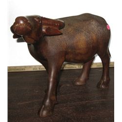 Hand Carved Wooden Buffalo,