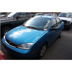 2007 FORD FOCUS, BLUE, 4DR, VIN 1FAFP34N57W354672