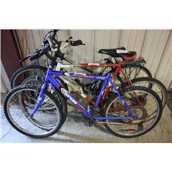 3 BIKES - BLUE SPORTEK 18 SPEED MOUNTAIN BIKE, RED PRECISION 12 SPEED MOUNTAIN BIKE, BLACK RALEIGH