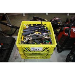 BIN OF ASSORTED TOOLS