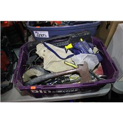 BIN OF ASSORTED TOOLS