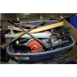 BIN OF ASSORTED TOOLS