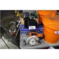 CORDLESS SAW BELT SANDER AND ASSORTED TOOLS