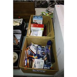 TWO BOXES OF SHAVERS AND WALLETS ETC